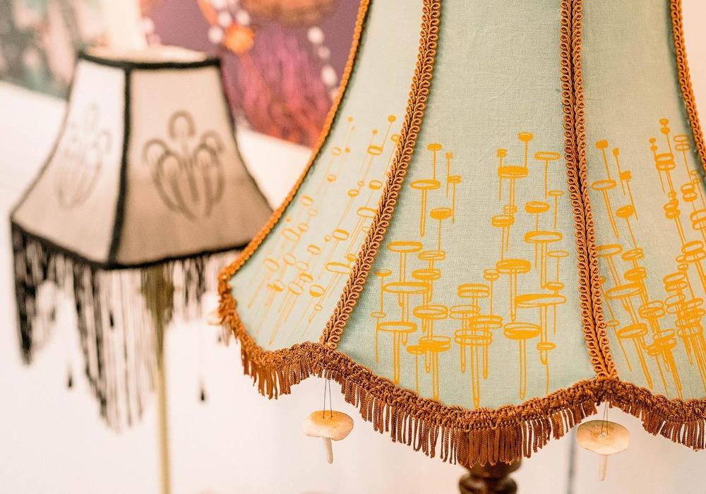 Illustration student work with illustration on lampshades