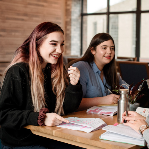 Two students studying together.