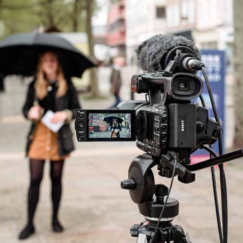 Film students filming in York